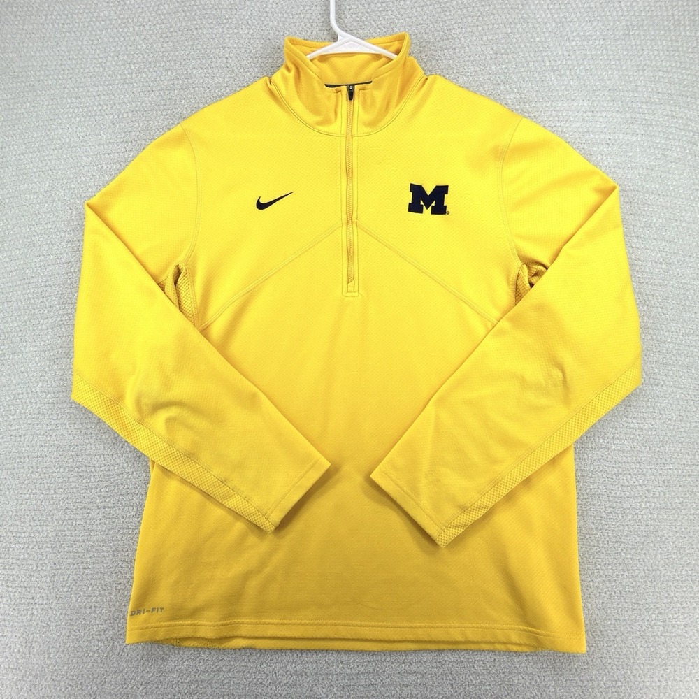 Nike Michigan Wolverines Dri-FIT 1/4 Zip Pullover Mens Large Maize Yellow NCAA